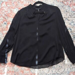 WHBM Black Ruffle accent Blouse